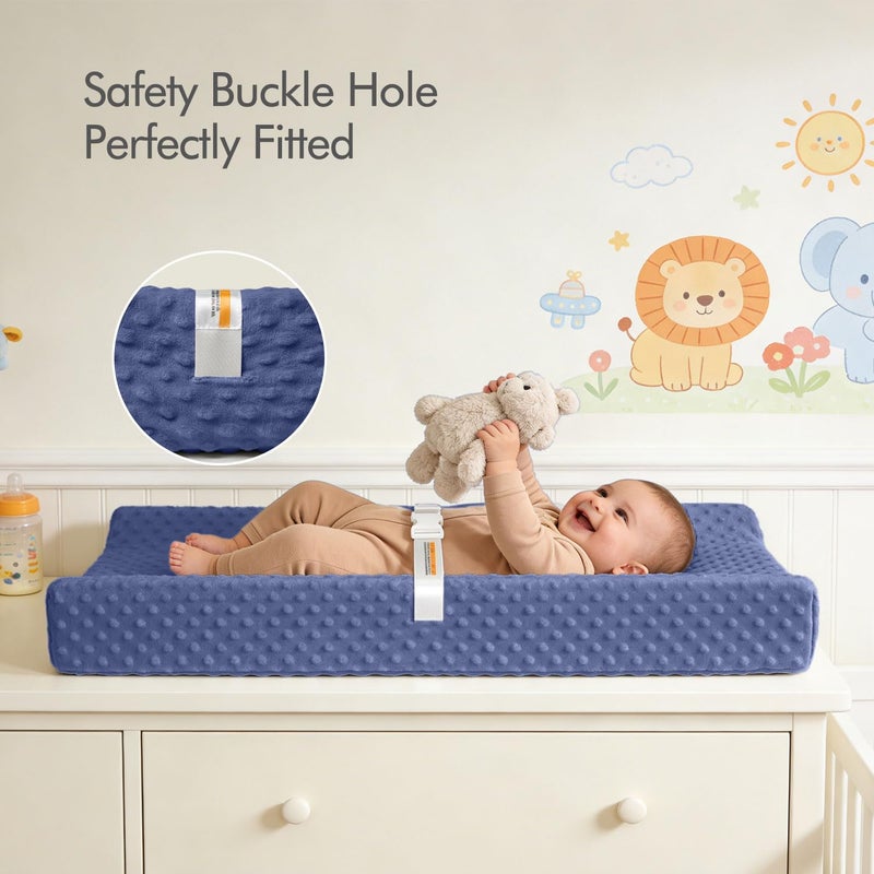JVEOO 2 Pack Baby Changing Pad Covers, Super Soft Plush Dot Diaper Changing Table Covers Fit 32x16 Inch Changing Table Pad for Baby Boys & Girls - Image 4
